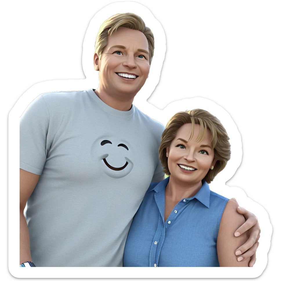 smiling boys in sunny sky sticker