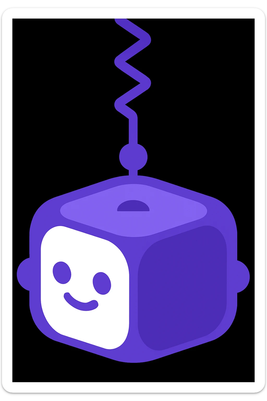 Add a zig zag antenna to the top of the robot's head, matching the style and color scheme of the original image. sticker