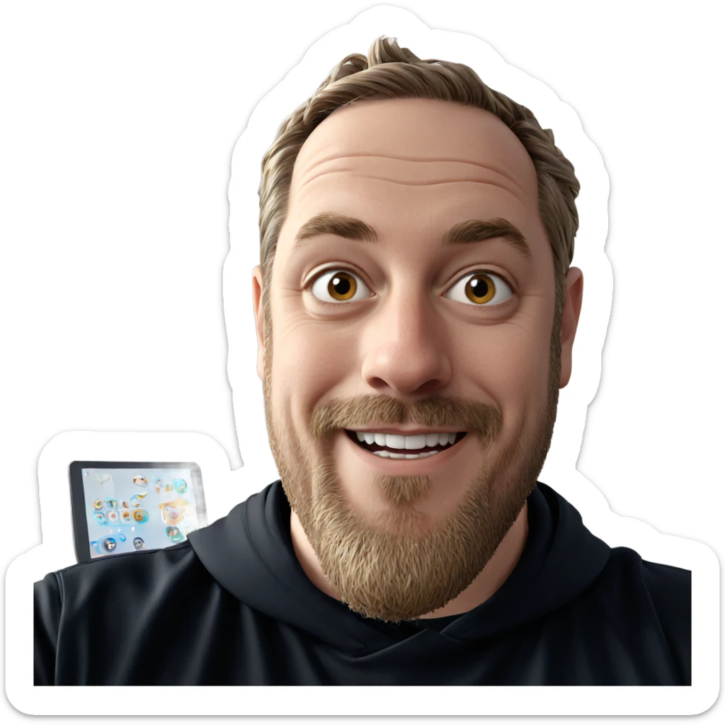 smiling boy with beard portrait sticker