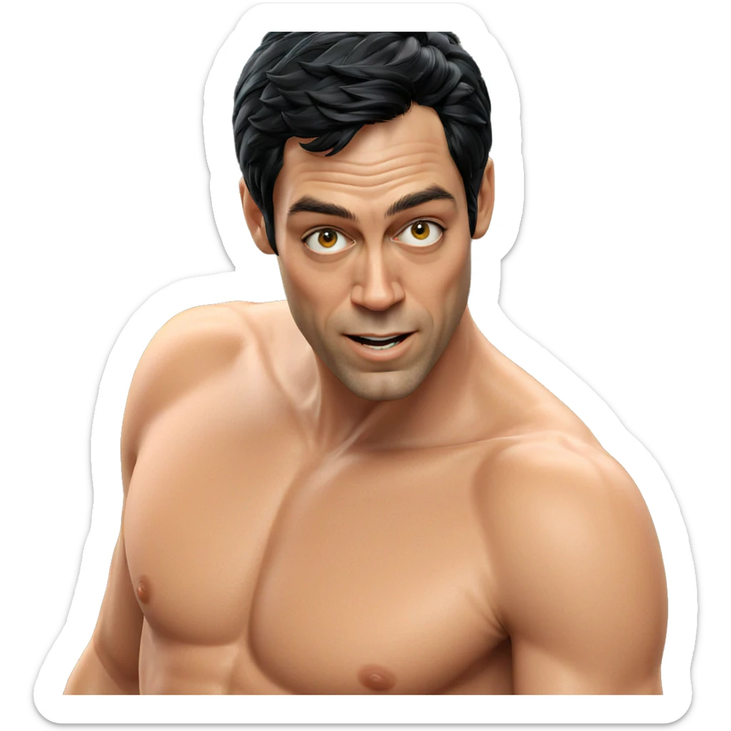 smiling boy with black hair sticker