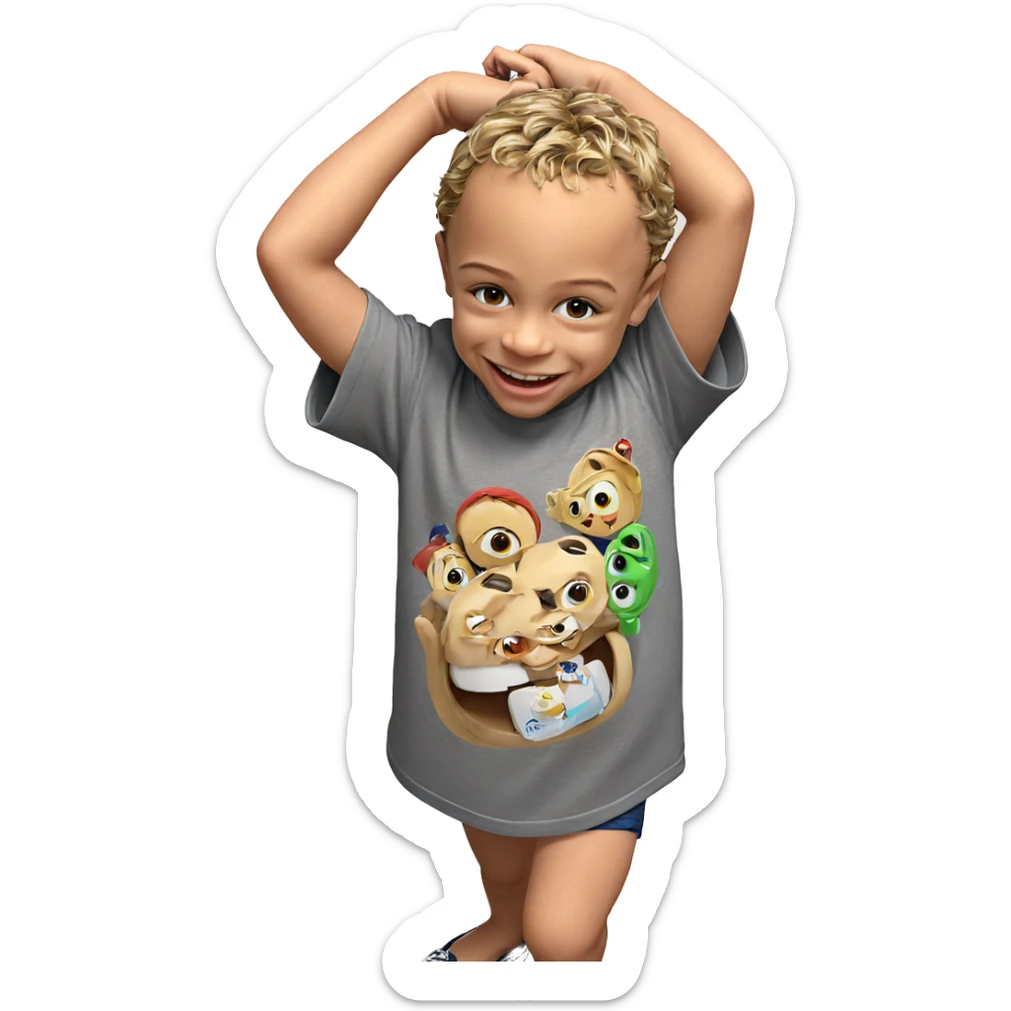 smiling boy in t-shirt sticker