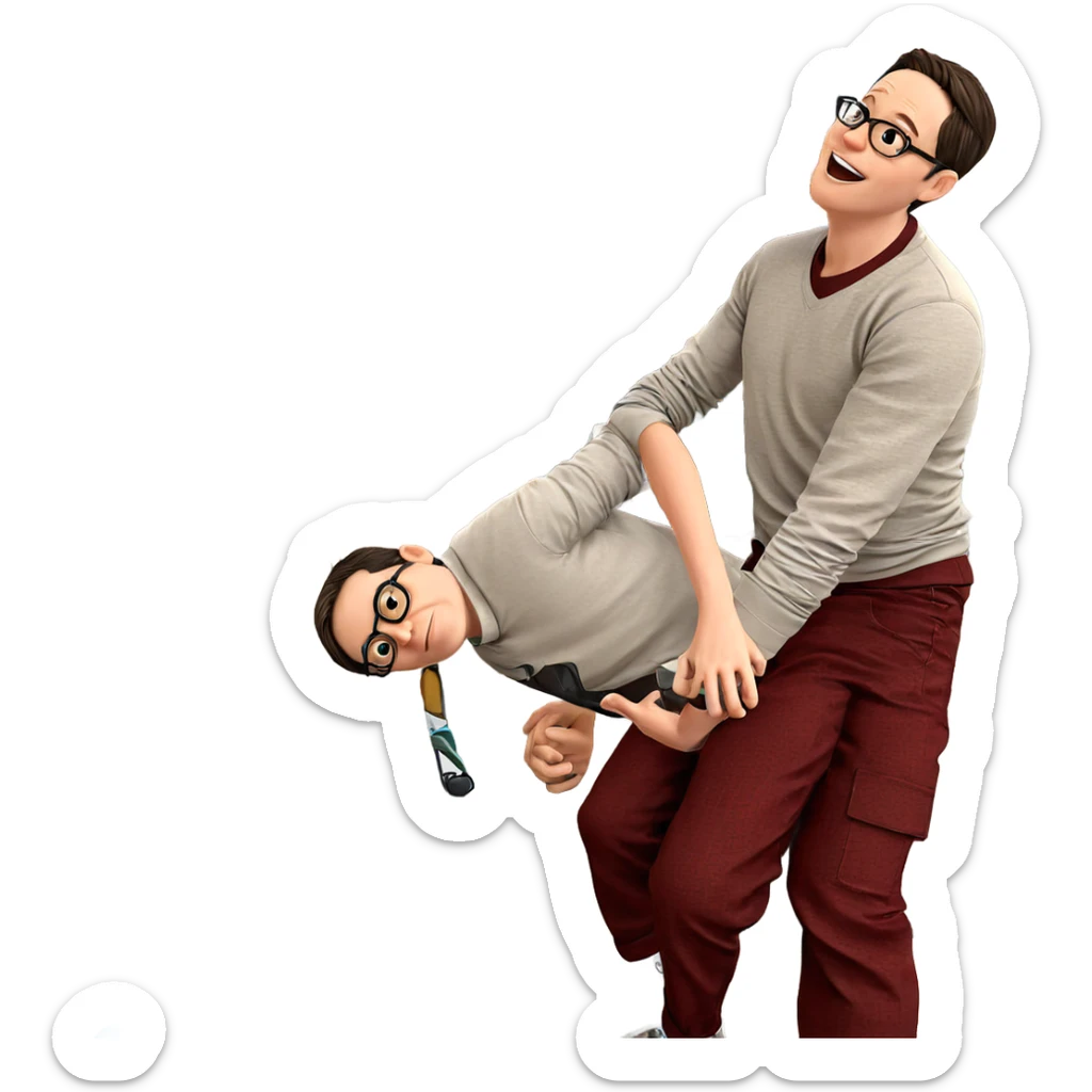 boys with glasses by tree sticker