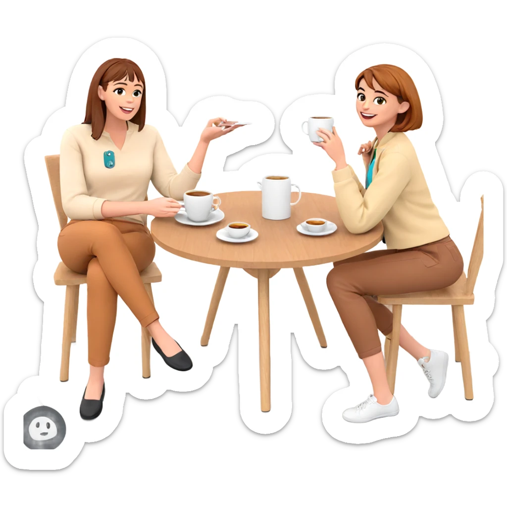 girls enjoying coffee together sticker