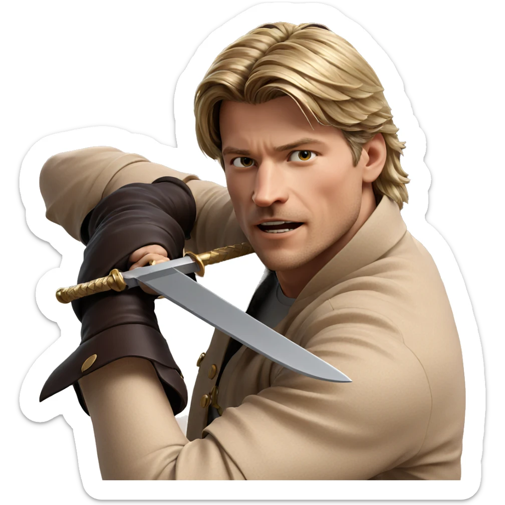 blonde boy with sword sticker