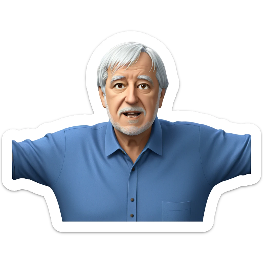 old man in blue shirt sticker