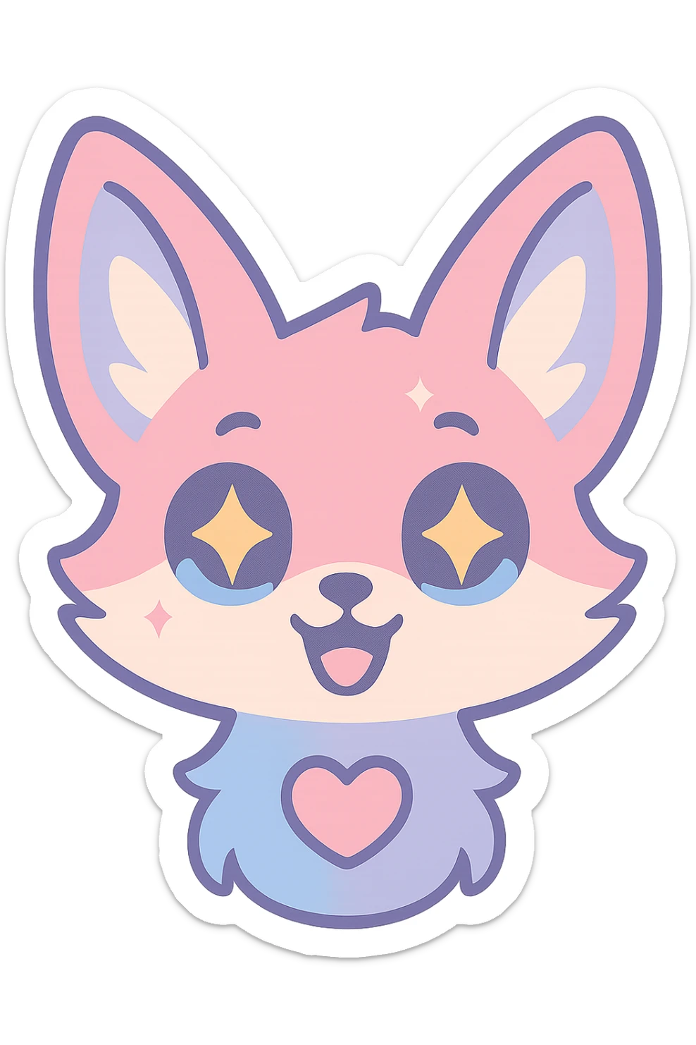 Transformer cette illustration de fennec magique kawaii en emoji expressif, style kawaii, fond transparent, garder les couleurs pastel et les accents féeriques. sticker