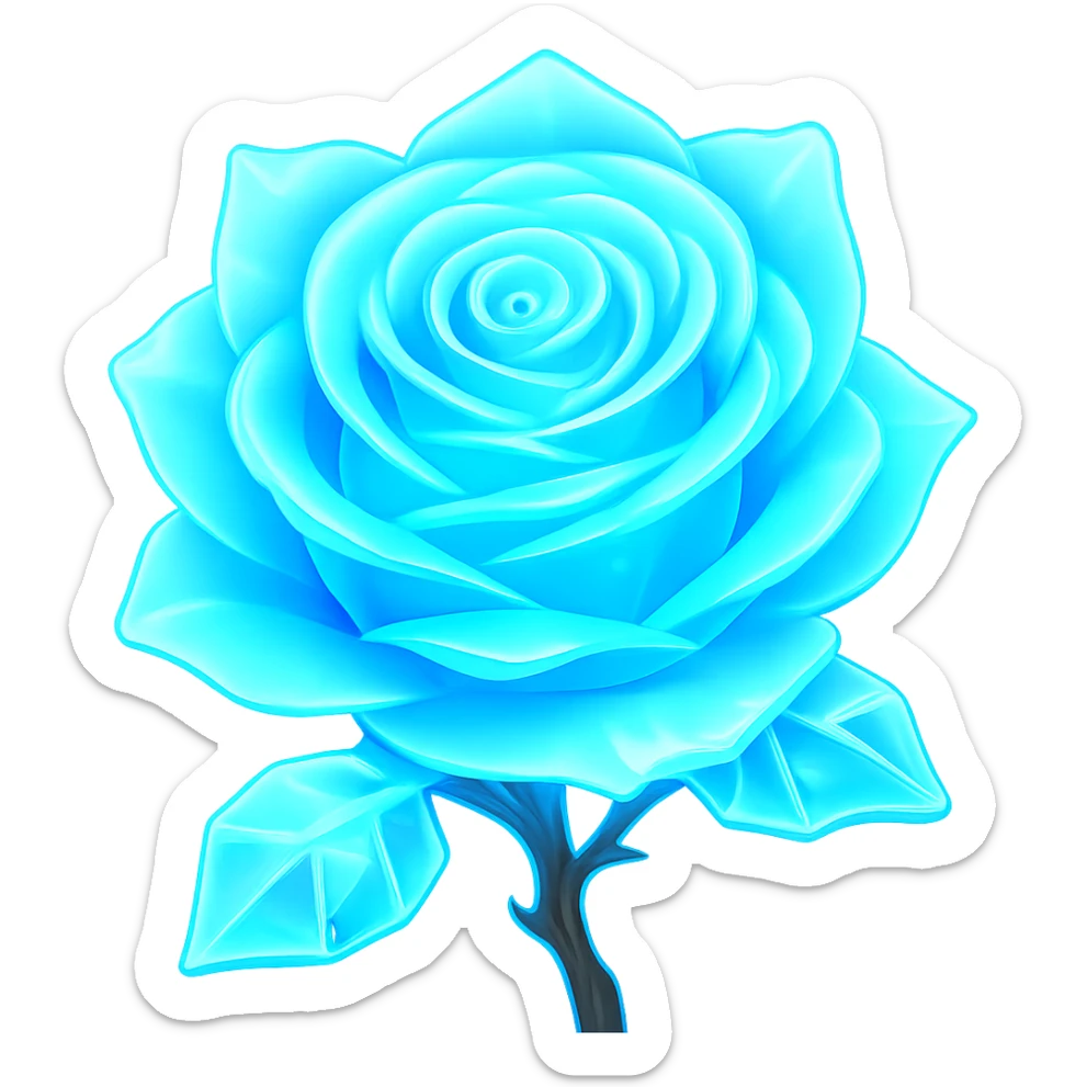 Make the rose made of ice glow in the style of emoji, preserving the emoji look and feel, with no background. sticker