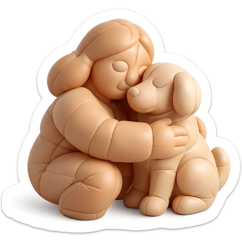Woman hugging dog sticker