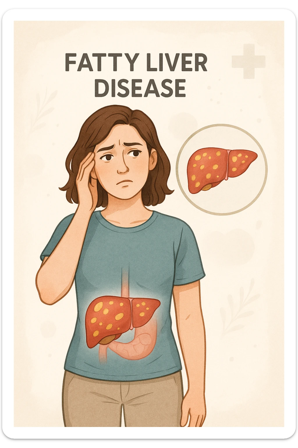 donna con fegato grasso sticker