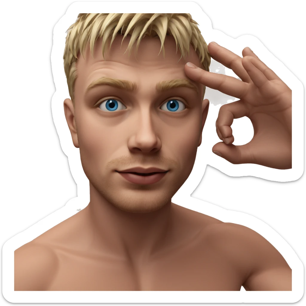 blue-eyed blonde boy smiling sticker