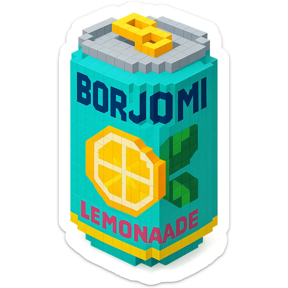 Borjomi lemonade can with a refreshing design sticker