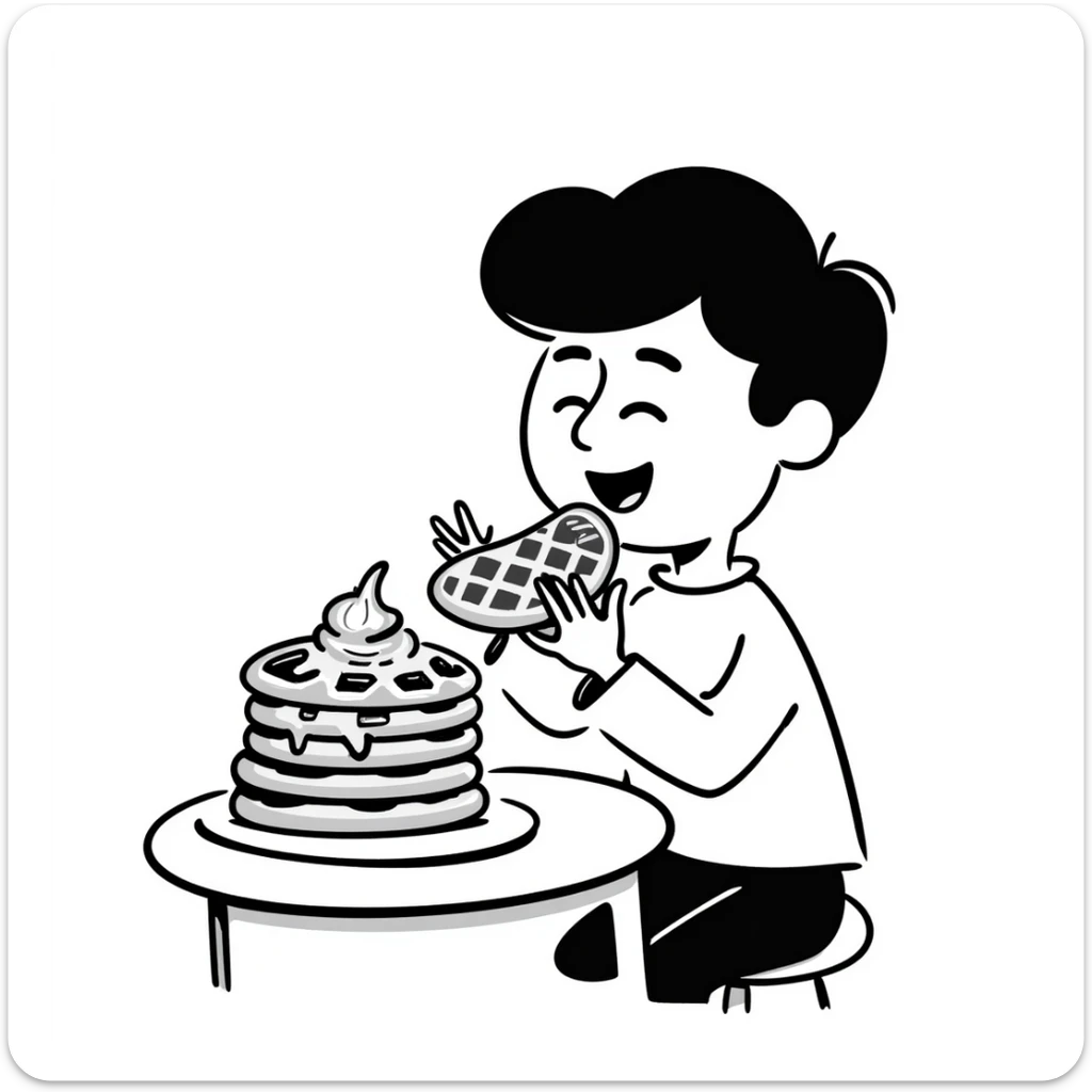 A boy named Maxim who loves to eat waffles with sour cream sticker