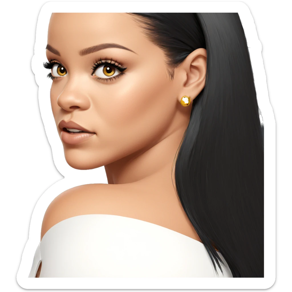 black haired girl portrait sticker