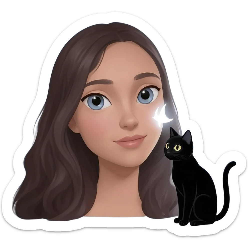 Moon , black cat, moonlight, magic , woman sticker