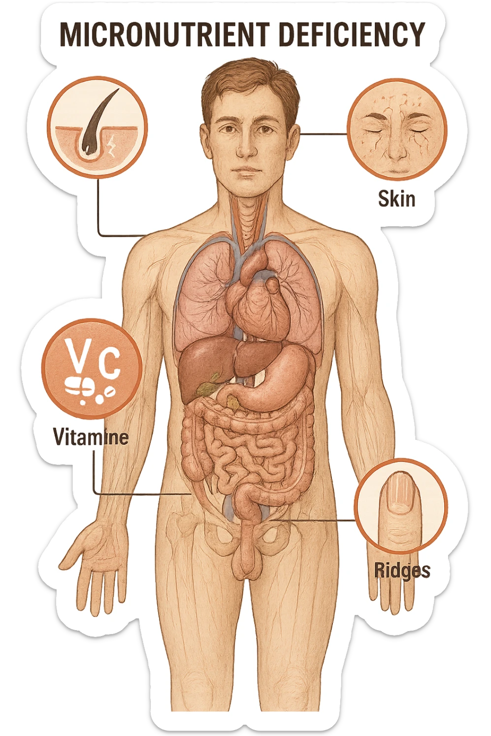 corpo umano in carenza di micronutrienti in italiano sticker