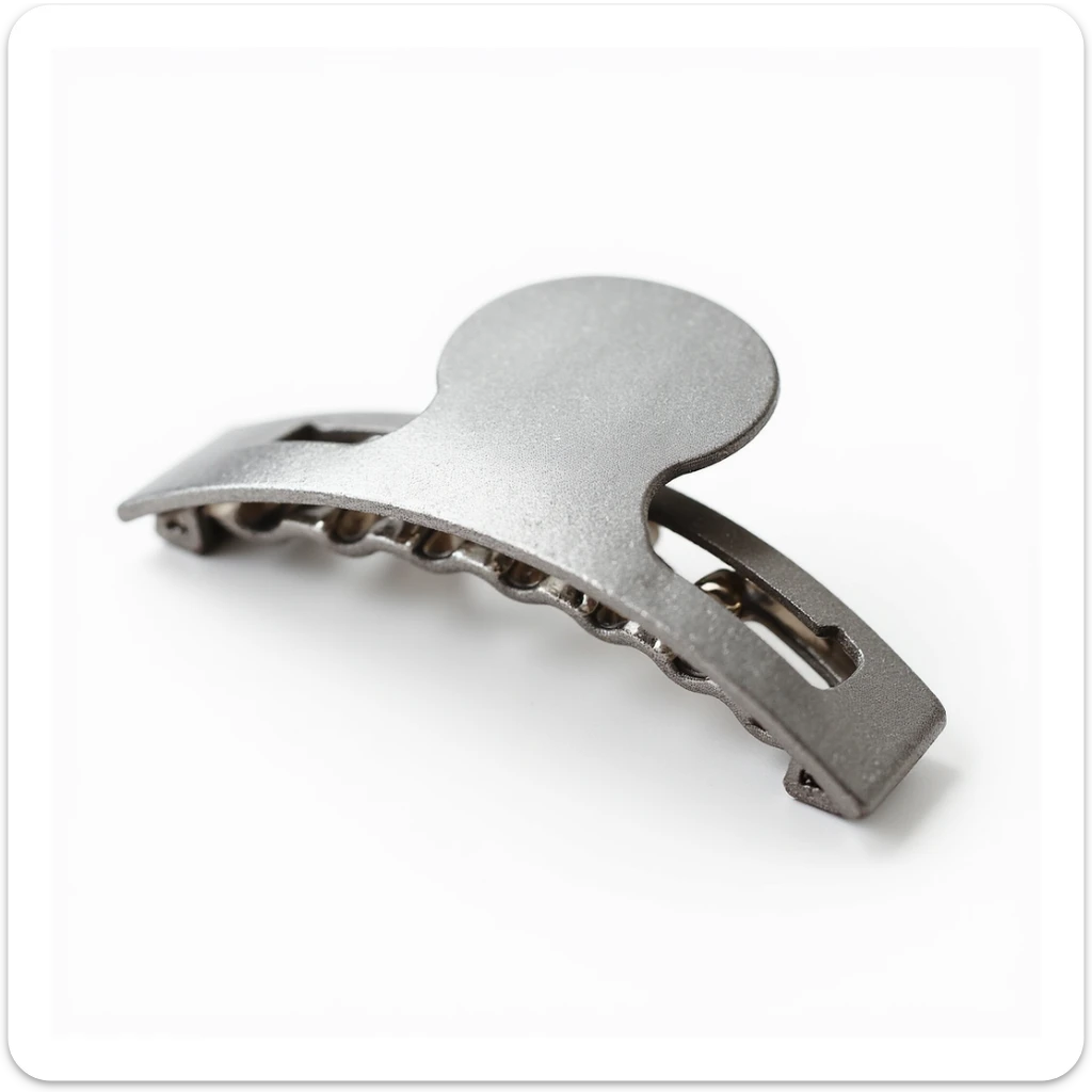 realistic hairclip made of platinum metal, photorealistic, isolated, no hair, neutral background sticker