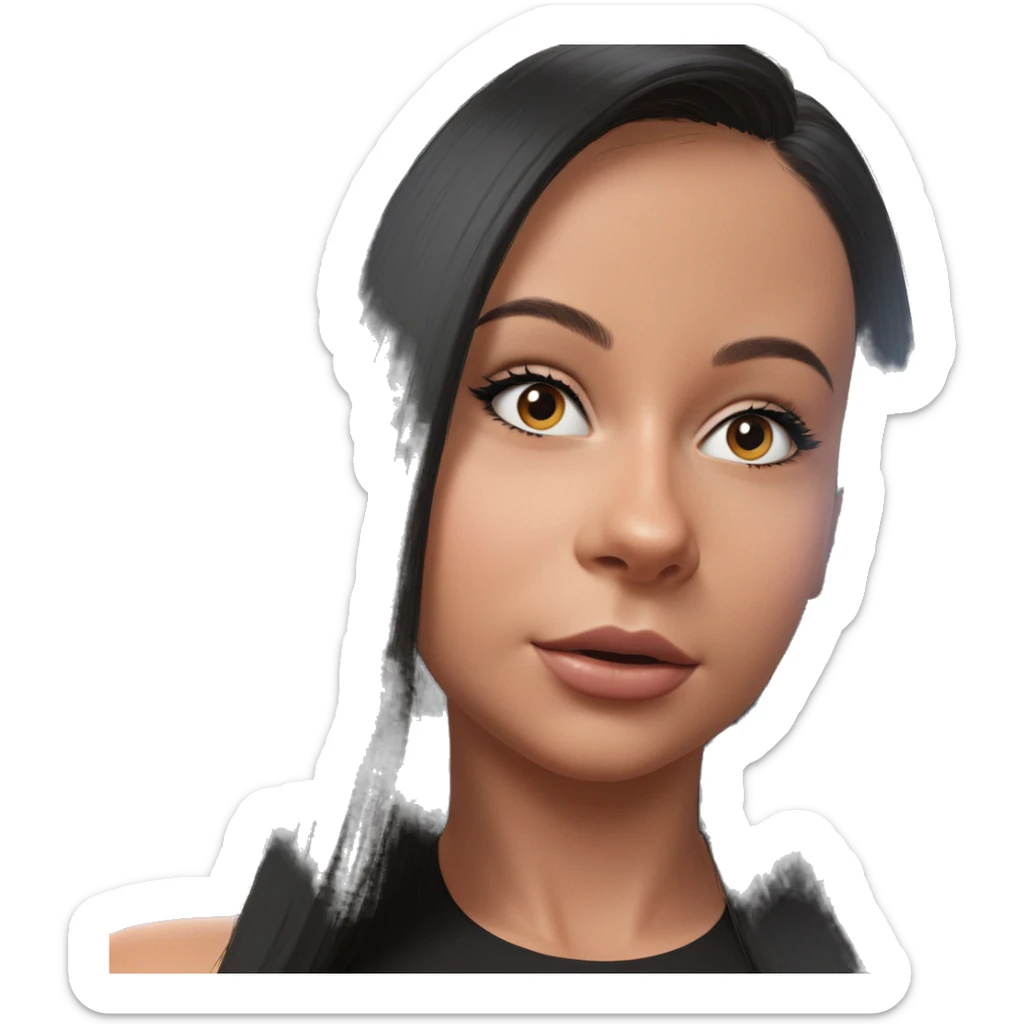 black haired girl portrait sticker