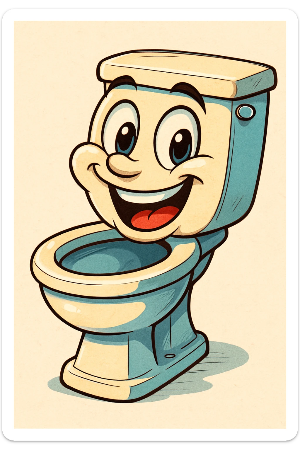 skibidi toilet, a toilet with a human head, in a playful cartoon style sticker