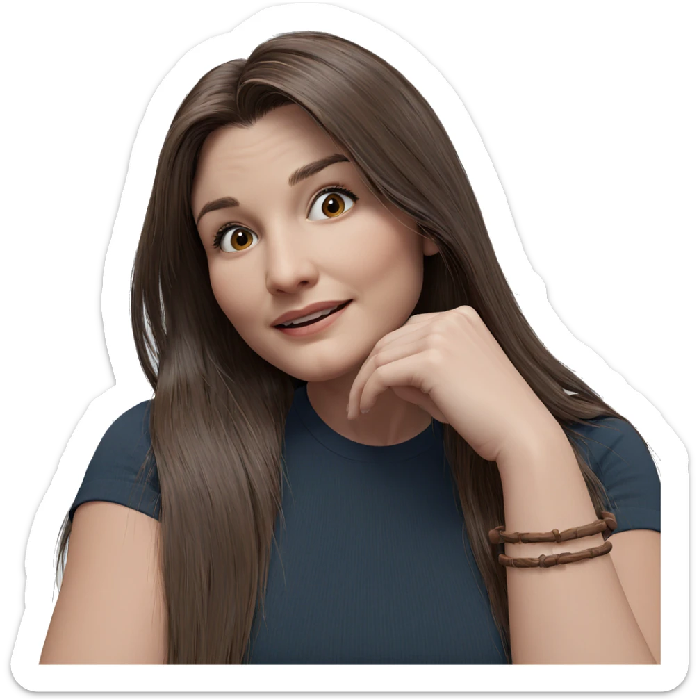 girl with long brown hair sticker