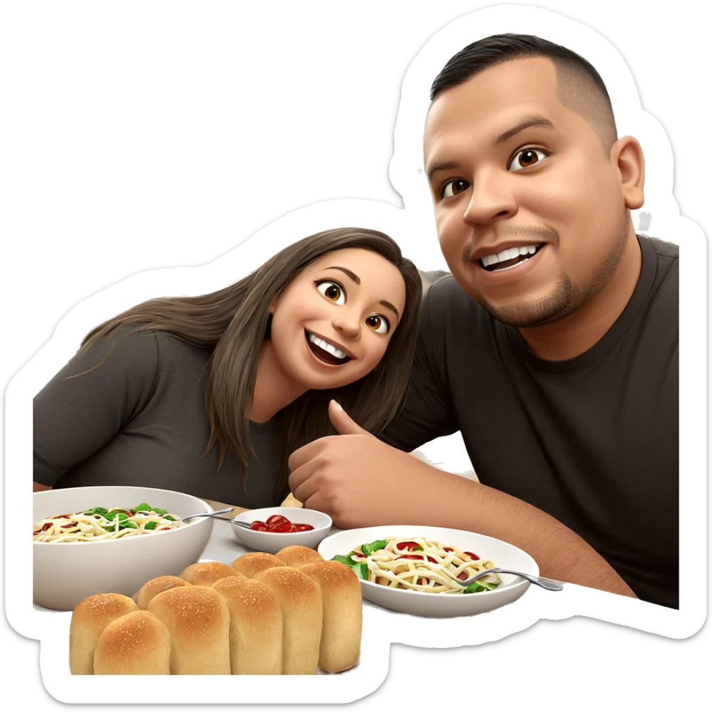 smiling couple enjoying meal sticker