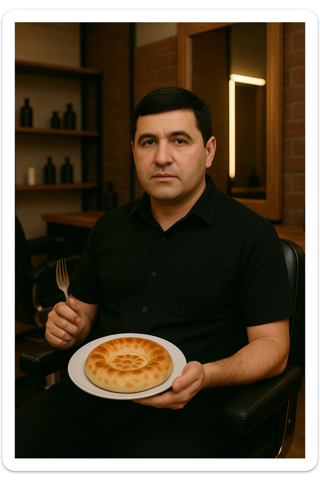 birinchidagi odamni yuziga 2 rasmdagi odamga uzidak qilib chizib bergin xuddu shunday non yen utirganini sticker