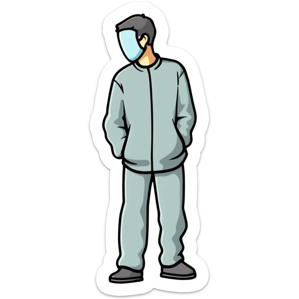 grey human silhouette with no facial features, no face, no eyes, no nose, no mouth, simple outline sticker
