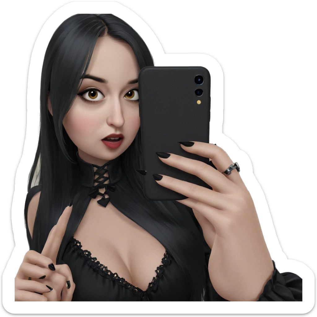 gothic girl taking selfie sticker