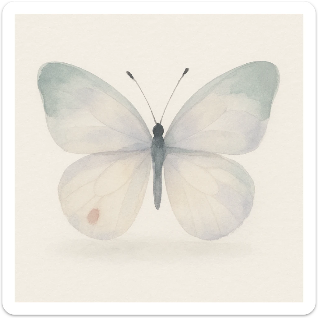 a butterfly in watercolor art style with soft edges and pastel colors sticker