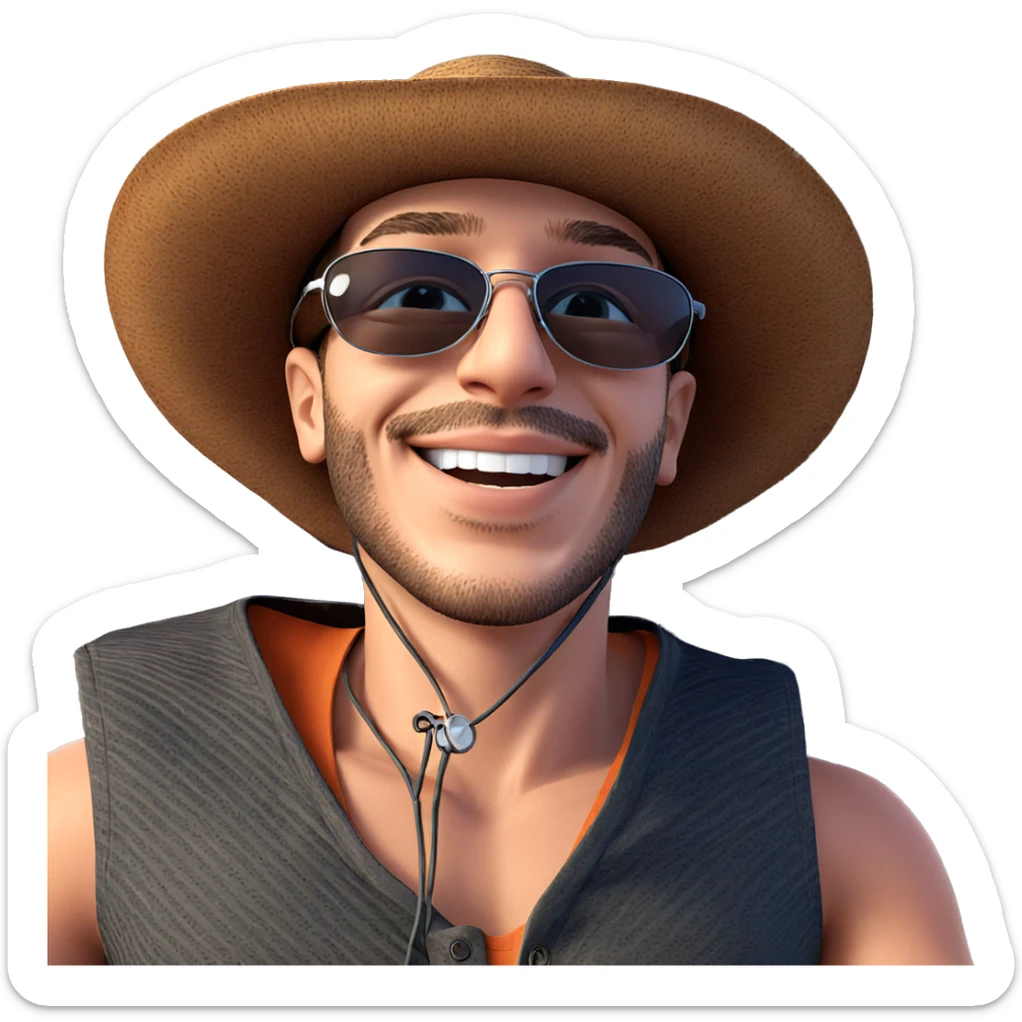 smiling boy in sunglasses sticker