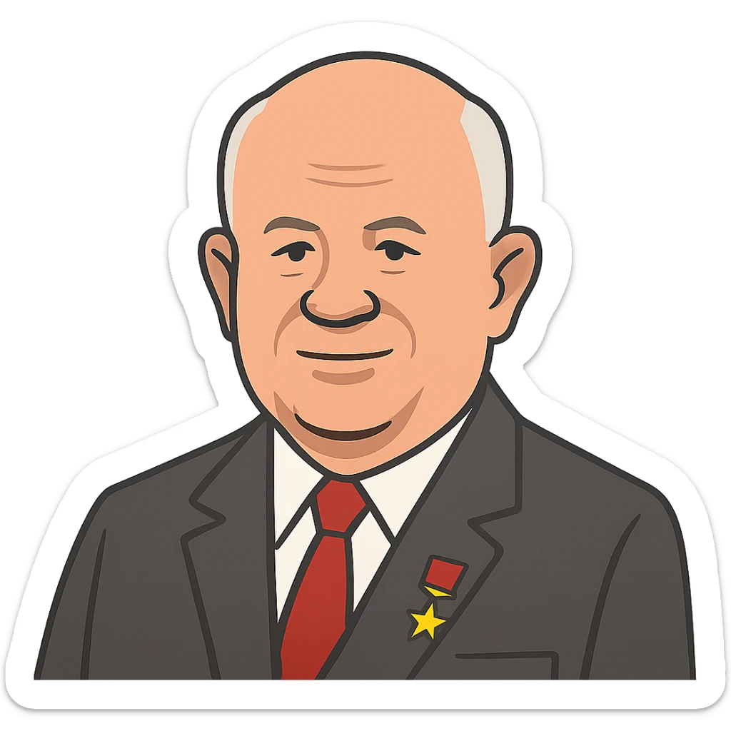 flat toon style portrait of Nikita Khrushchev sticker