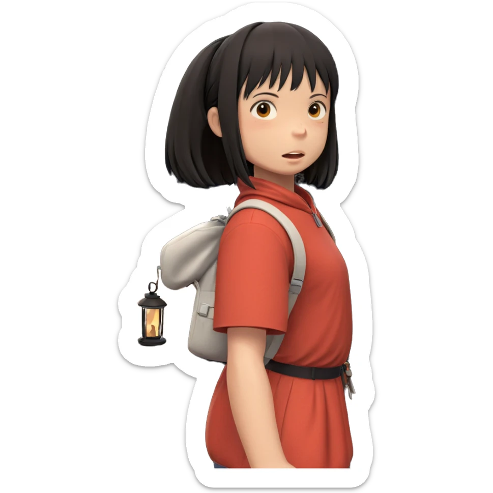 girl with lantern in hand sticker