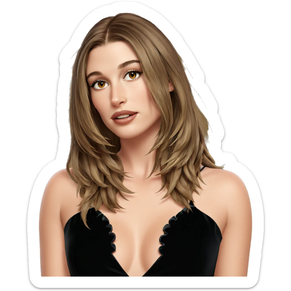 brown-haired girl in dress sticker