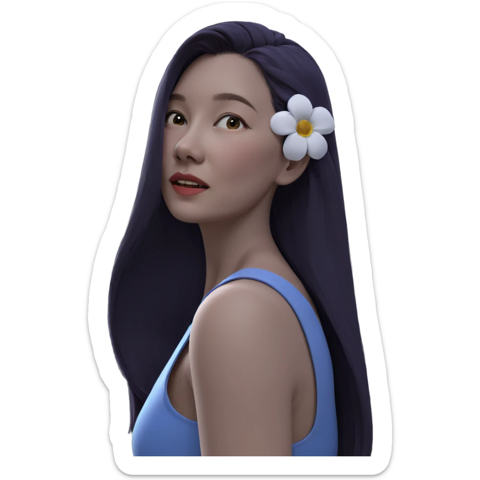 girl with flower in hair sticker
