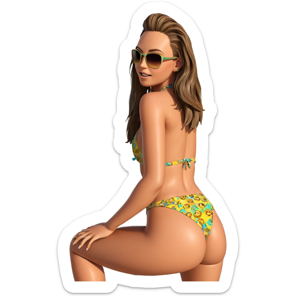 sunny beach day bikini girl sticker
