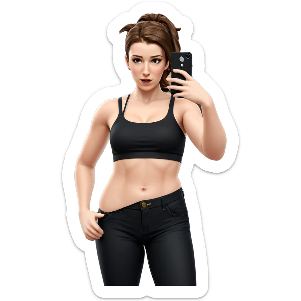 brown haired girl selfie sticker