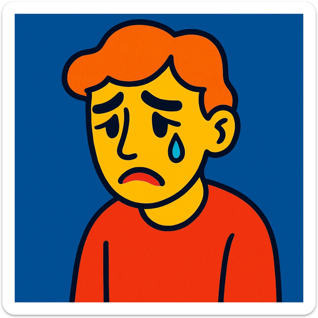 A person with a sad expression, looking lonely sticker