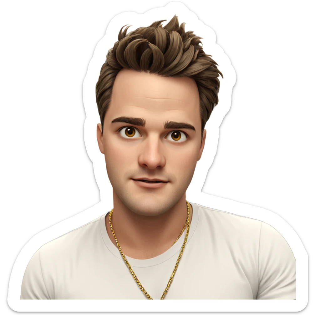 male portrait with necklace indoors sticker