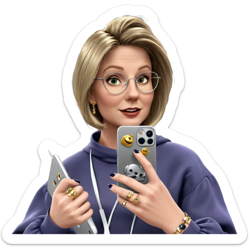 girl with jewelry and phone sticker