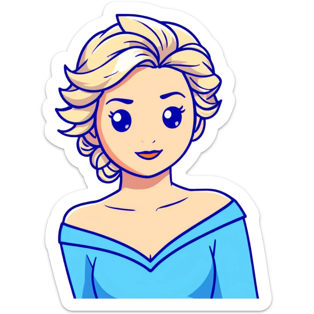 Elsa ice queen from Frozen with blue dress, chest up portrait sticker