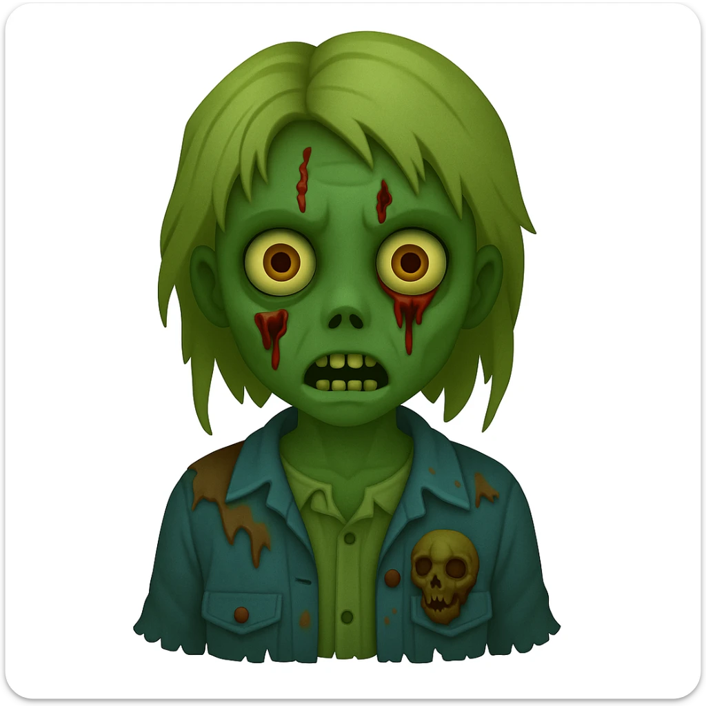 zombie girl emoji in green sticker