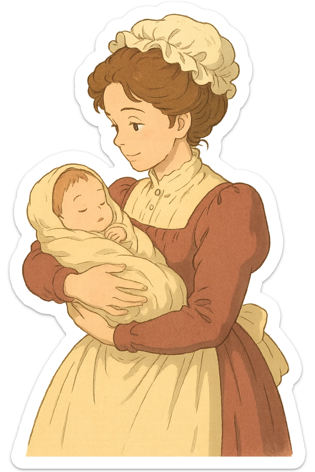 victorian midwife with baby sticker