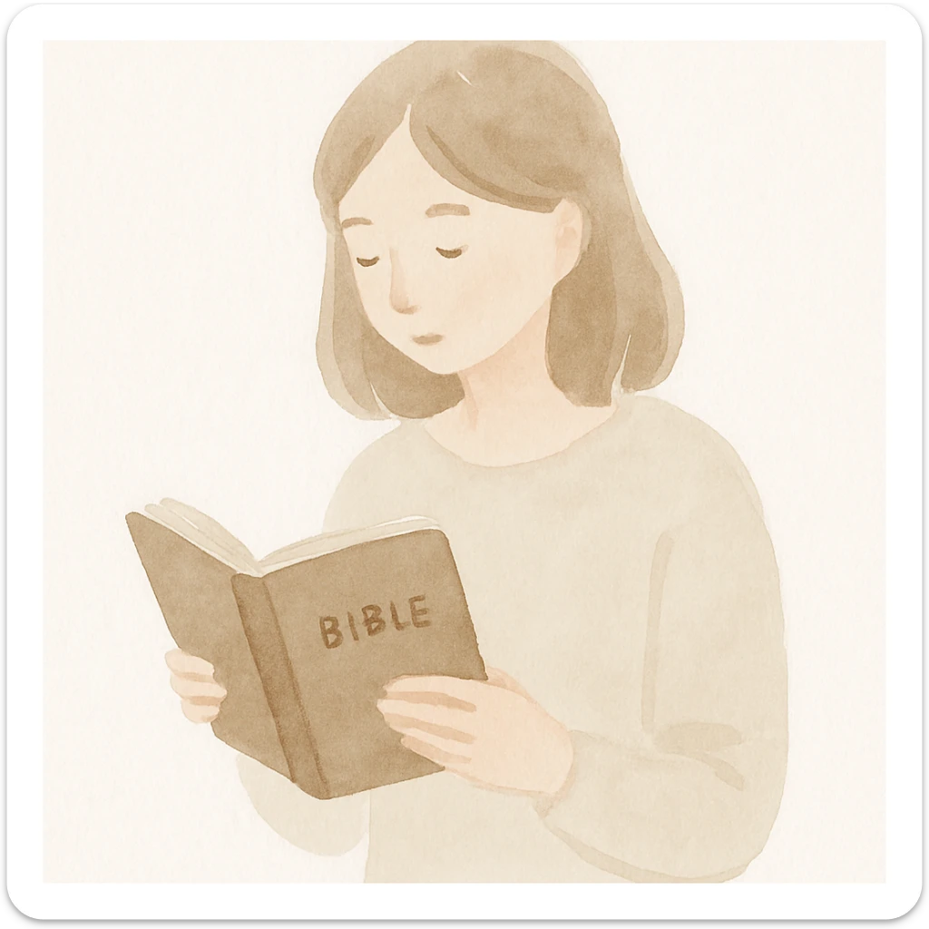 a girl reading the Bible, watercolor art, soft brush strokes, delicate colors, serene mood sticker