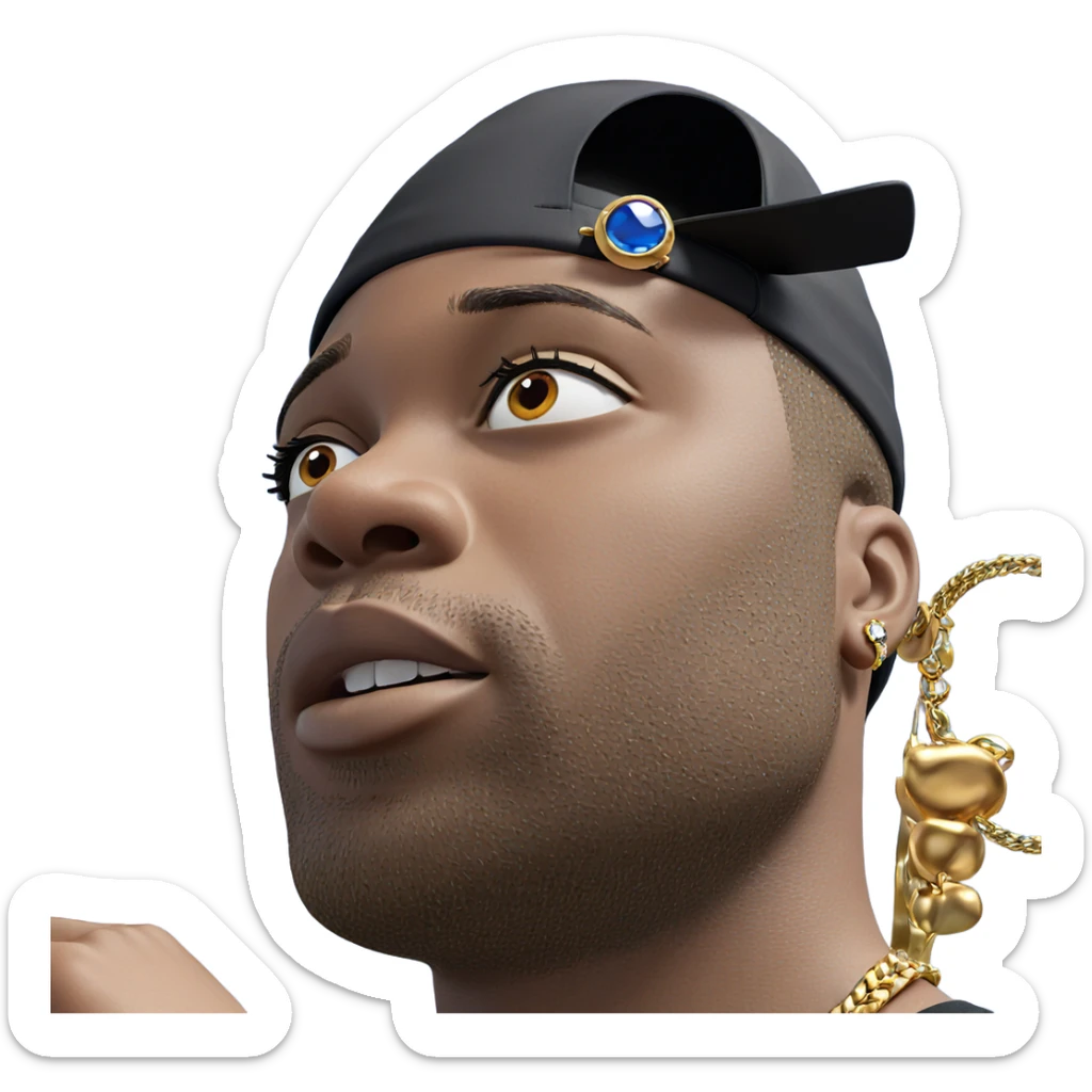 boy in hat with jewelry sticker