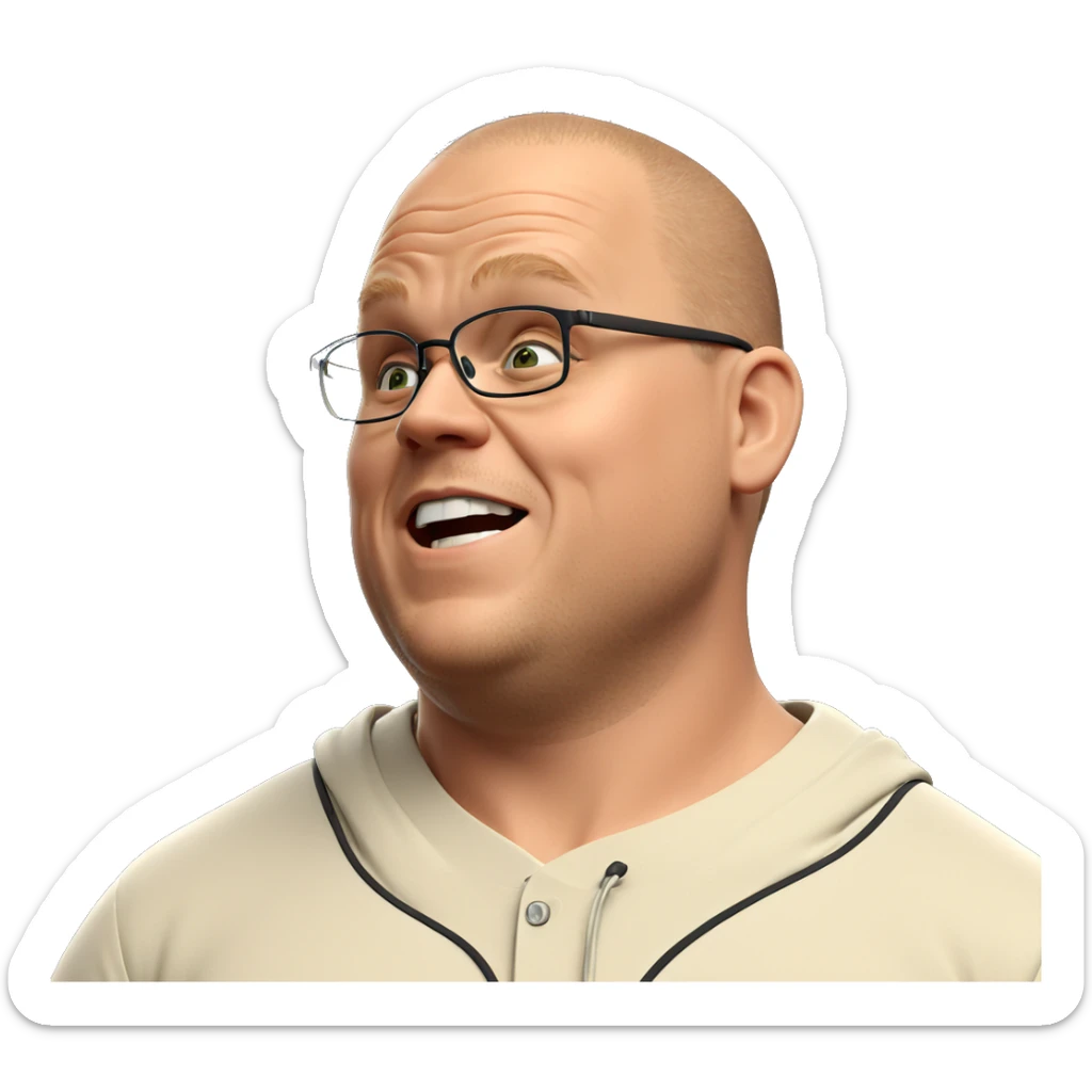 bald boy in glasses sticker