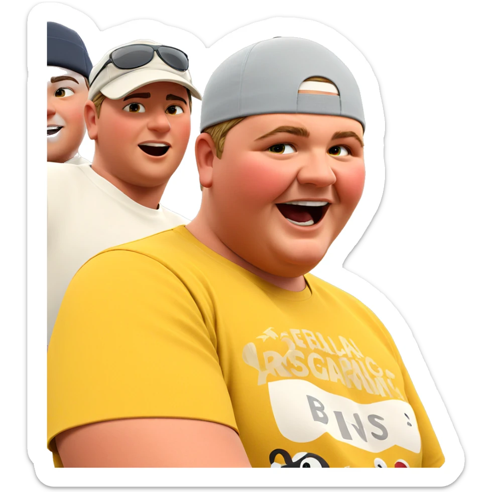 boys having fun in hats sticker
