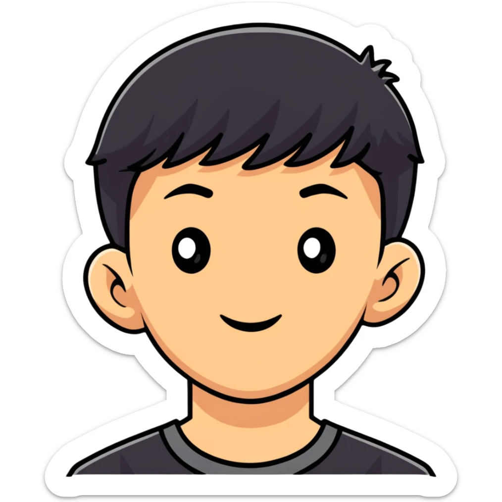 Asian descent boy face sticker