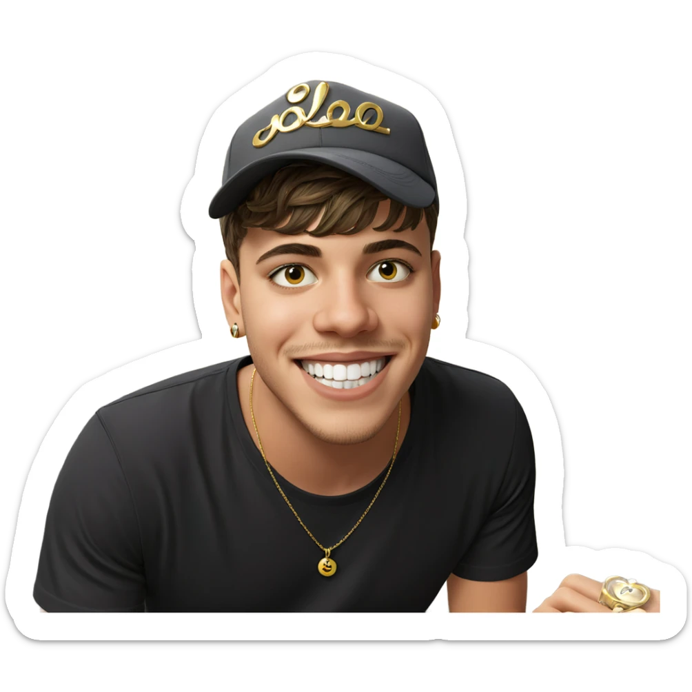 smiling boy with jewelry indoors sticker