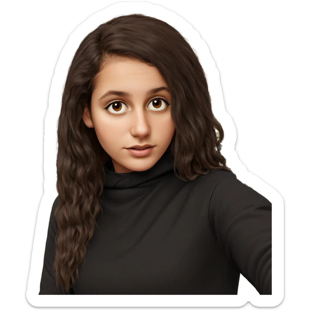 girl with brown hair flower sticker