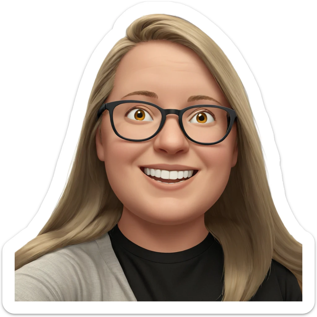 smiling girl with glasses sticker