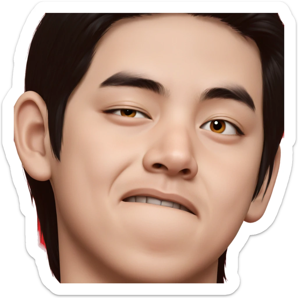 boy with black hair portrait sticker